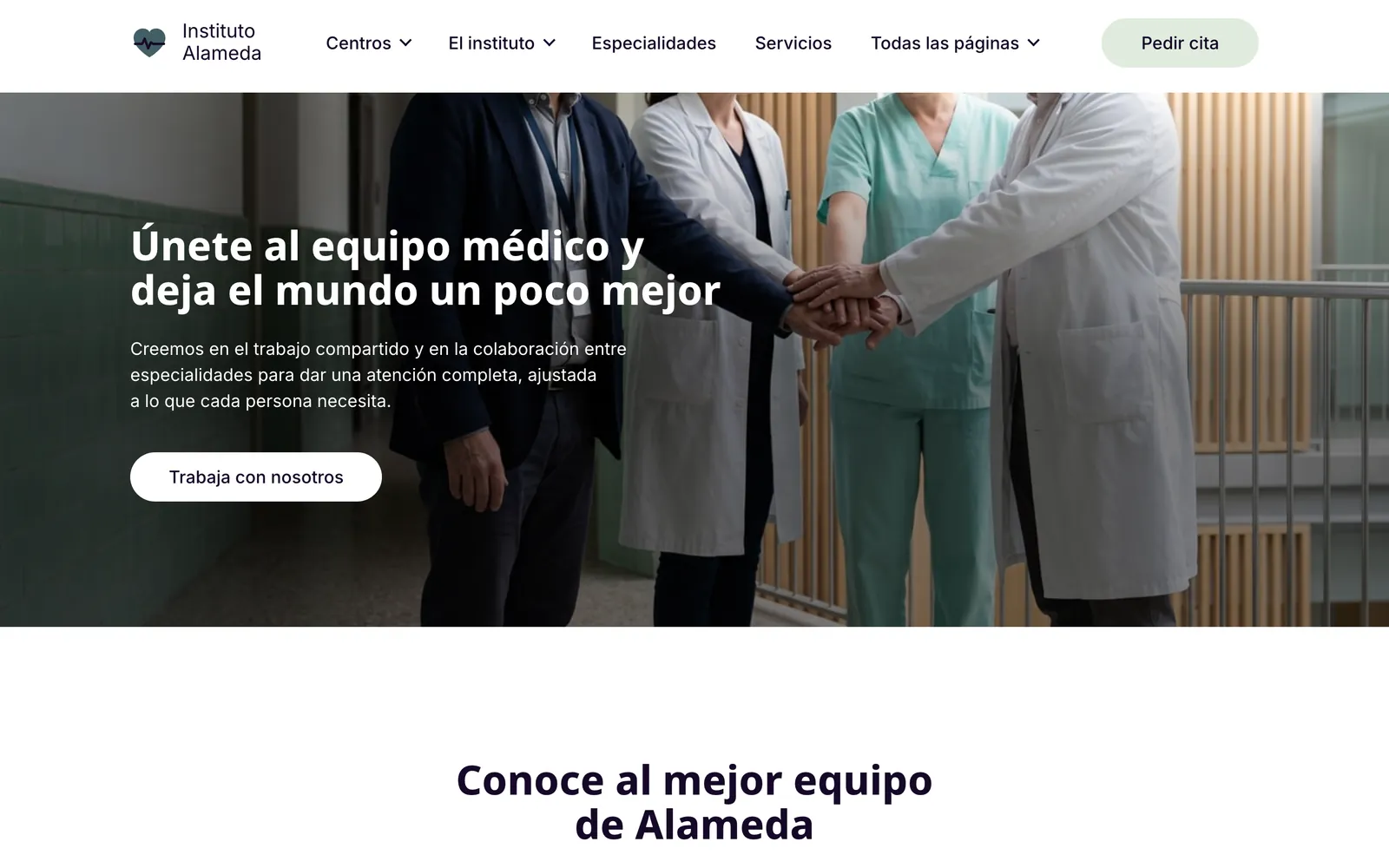 Pantalla 2 de la página de Alameda, instituto de especialidades