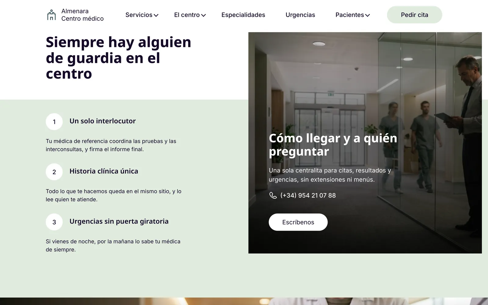 Pantalla 3 de la página de Almenara, centro de especialidades · sevilla