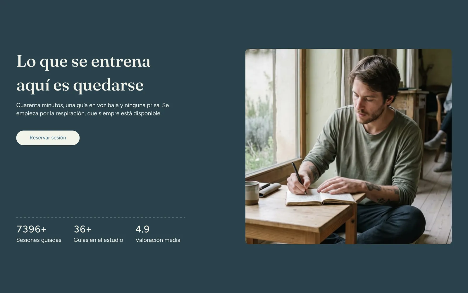 Pantalla 1 de la página de Remanso, bienestar y meditación